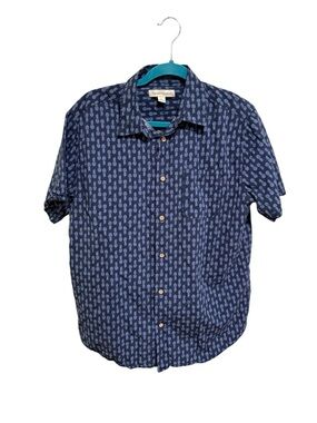 Tricots St Raphael Short-Sleeve Pineapple Print Button-Down Shirt - Size Large